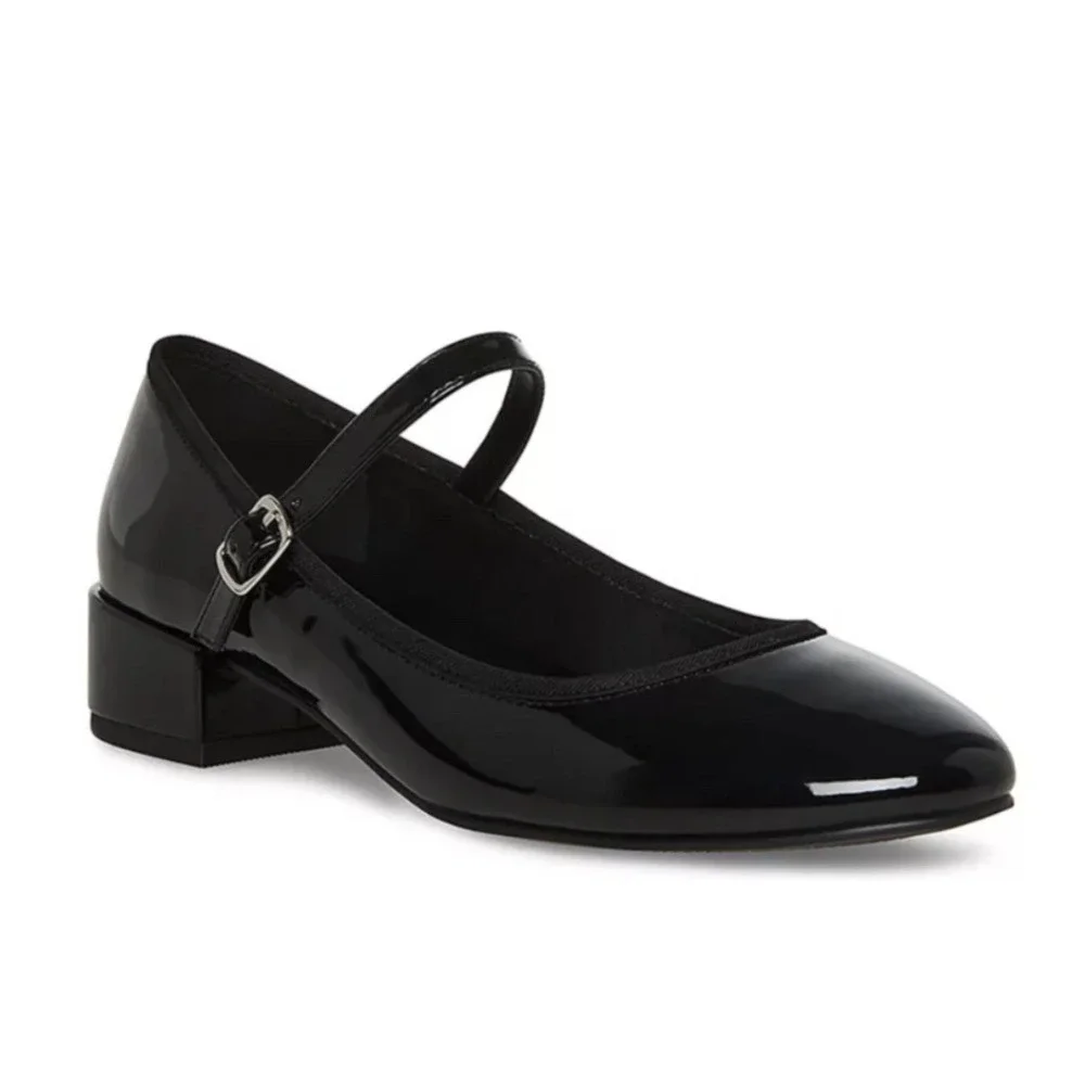 Madden Girl Vintage Tutu Black Patent Leather Mary Jane Flats Women's Size 7.5